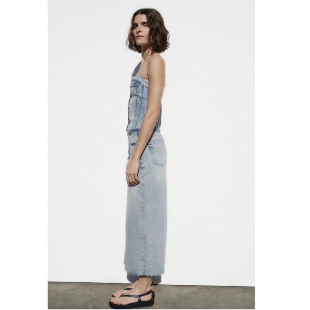 Zara DENIM MIDI SKIRT TRF - small - Picture 3 of 9